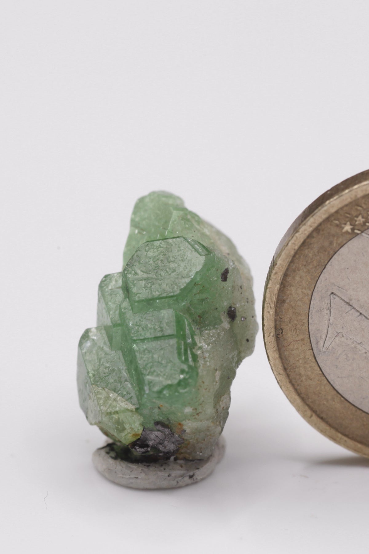 Tsavorite - Mine Mineral Market : A062 Eine kleine Stufe von Tsavorit-Kristallen mit guter Farbe.