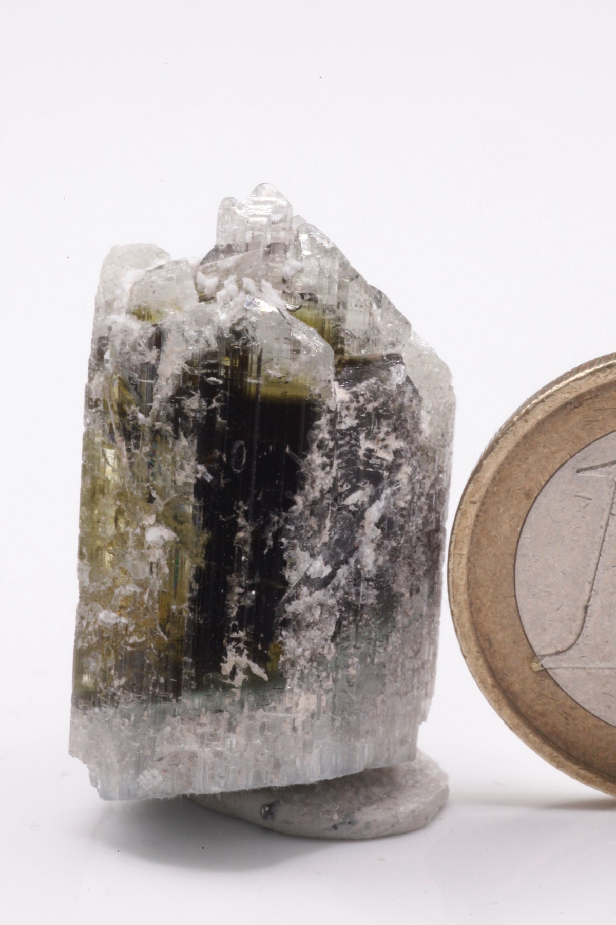 Kamana Tourmaline (Fe-Dravite)  - Mine Mineral Market :    A145 Ein größerer Dravit-Turmalin; besonders interessant, da mehrere kleine Spitzen ausgebildet wurden.