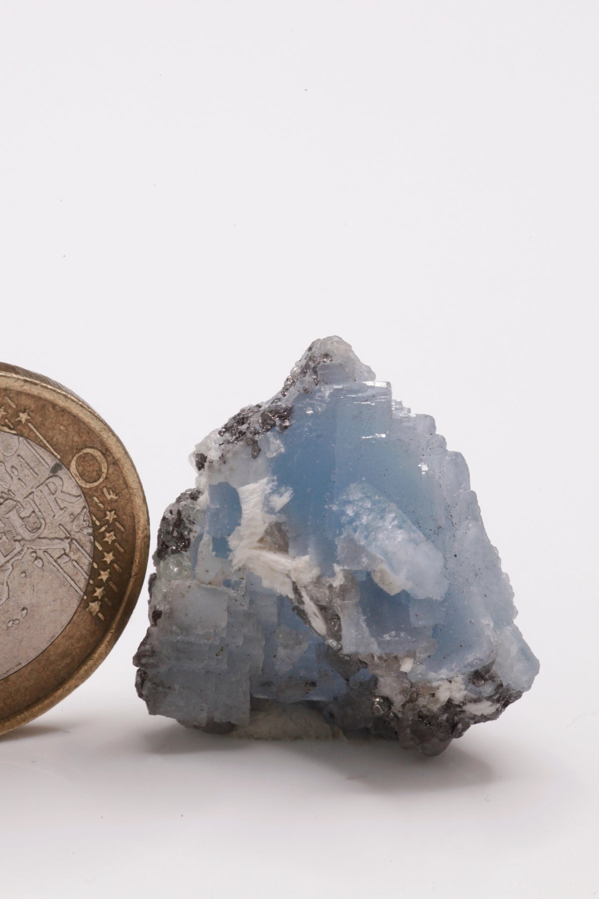 blue Prehnite  - Mine Mineral Market :    A126 Nette Kleinstufe des immer seltener gefundenen blauen Prehnits.  